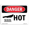 Signmission OSHA Danger Sign, Hot, 5in X 3.5in Decal, 10PK, 5" W, 3.5" H, Landscape, PK10, Hot OS-DS-D-35-L-1357-10PK